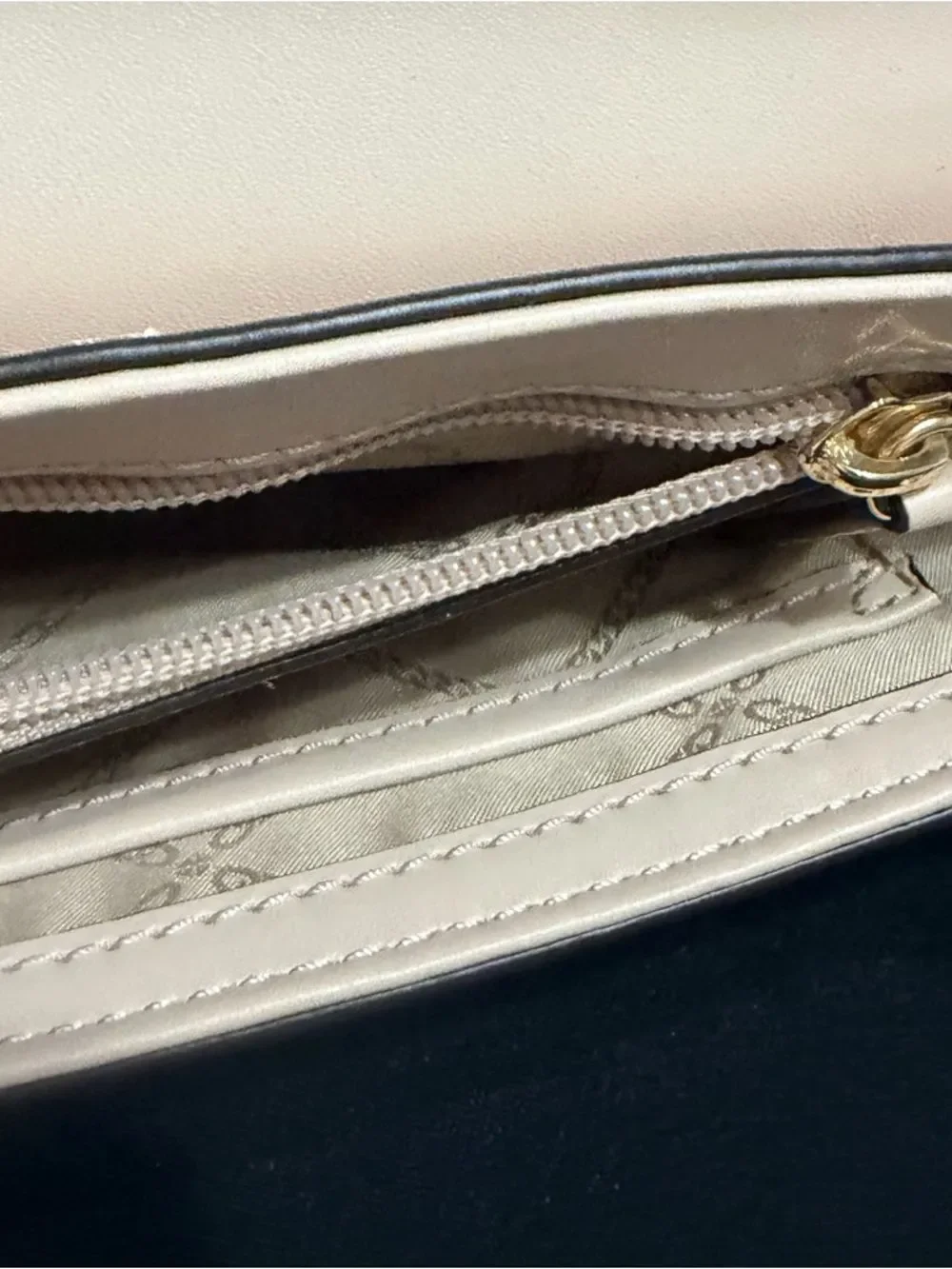Michael Kors Cream Shoulder Bag with Gold Pyramid Studs Great Condition 11 by 7